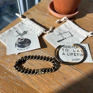 Studebaker Metals Brass Chain Bracelet and Cuff Set NWT